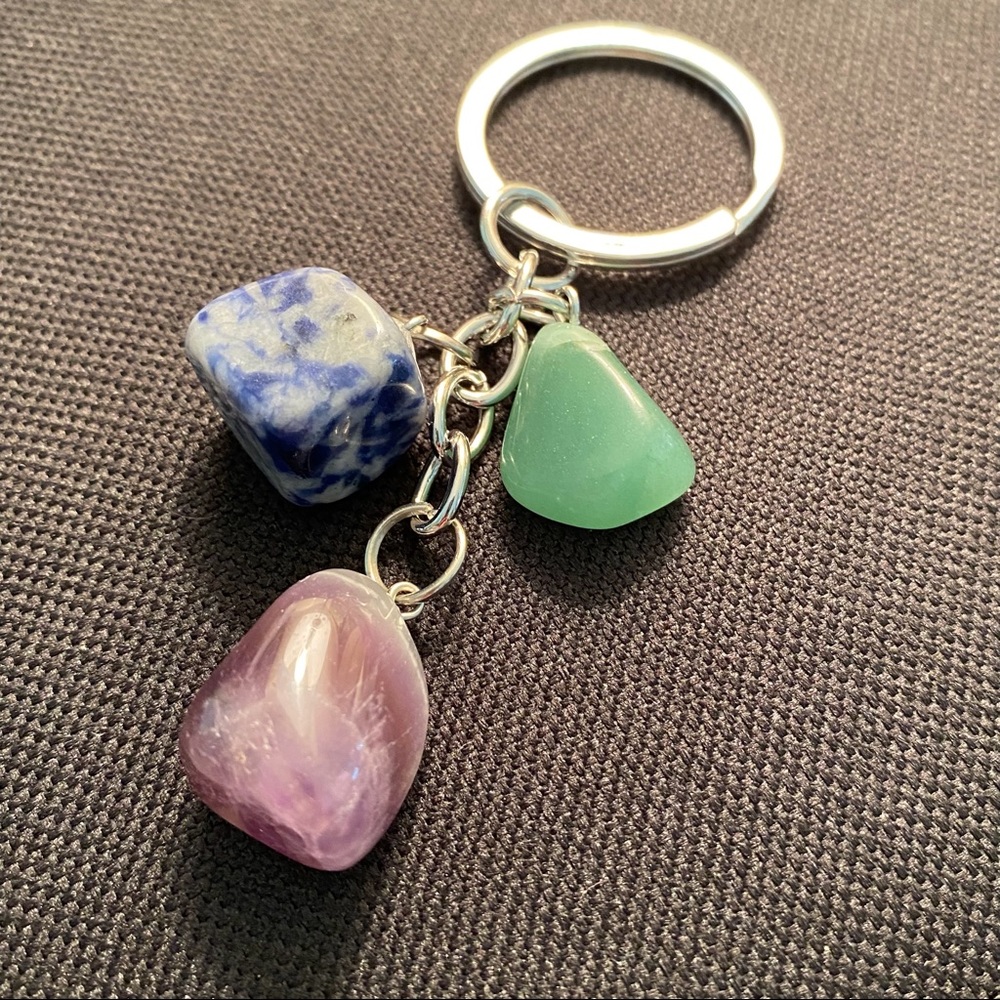 Keychain with Polished Stone Crystals